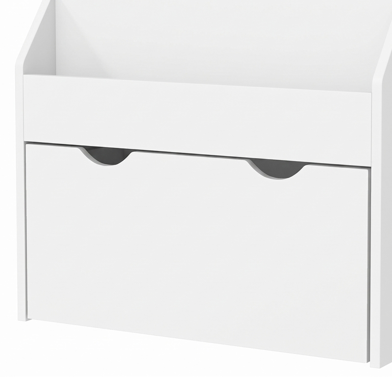 Qaba Kids Bookshelf with 3 Tier Display Shelves, Drawer for Nursery, White