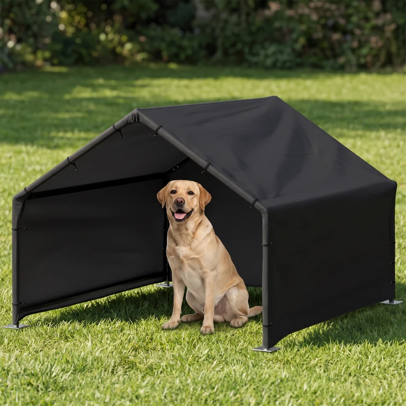 PawHut Dog Shade Shelter Outdoor, Dog House Outside with Canopy, Pet Tent for Small Medium Large Breeds