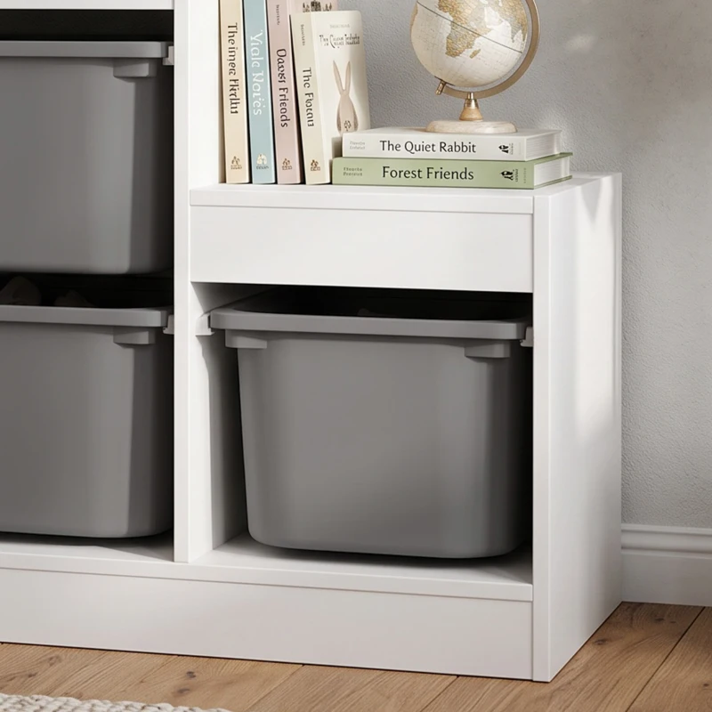 Qaba 3 Layers Kids Toy Storage Organizer with 6 Storage Bins, Kids Bookshelf for Ages 3-8 Years, Play Room, Bedroom, Gray