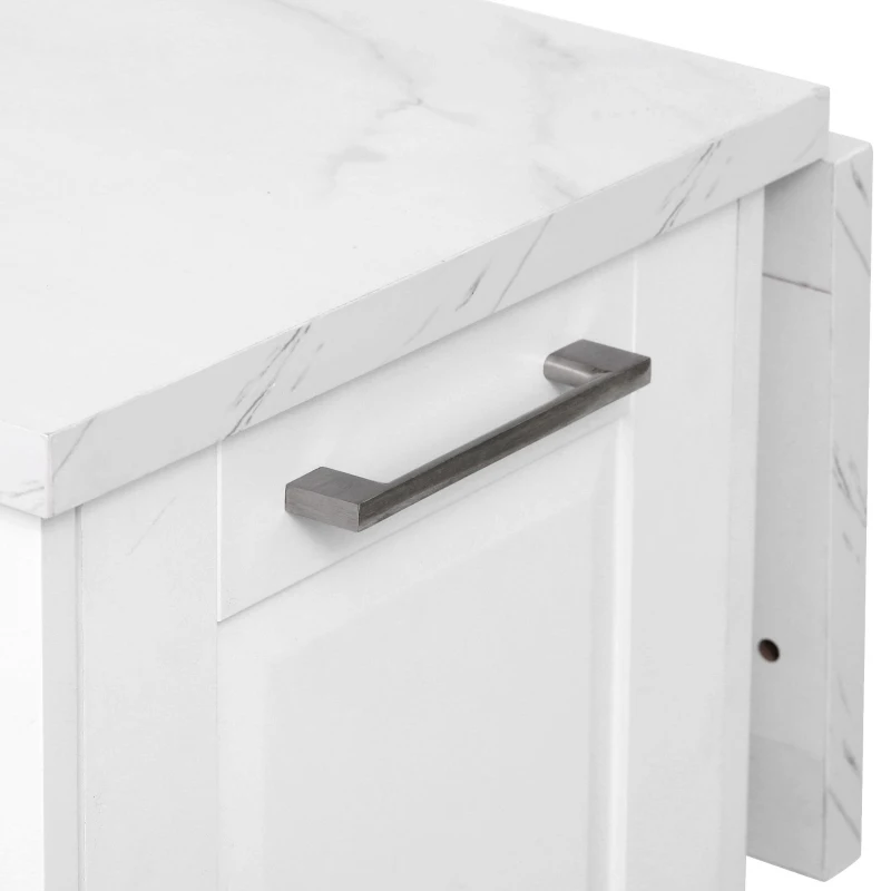 Vintage Rolling Kitchen Island with Drop-Leaf Countertop, Multifunctional Storage Cart with Tilt-Out Trash Bin, 50.5" L x 26.5" W x 35.5" H, White