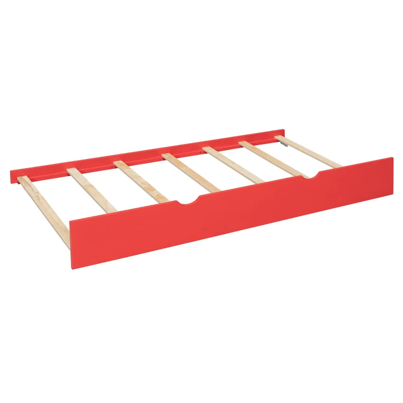 Sleek Full-Size Daybed with Twin Trundle and Desk, Modern Gaming Bed with USB Port and Cable Management, 92" L x 58" W x 35.5" H, Red
