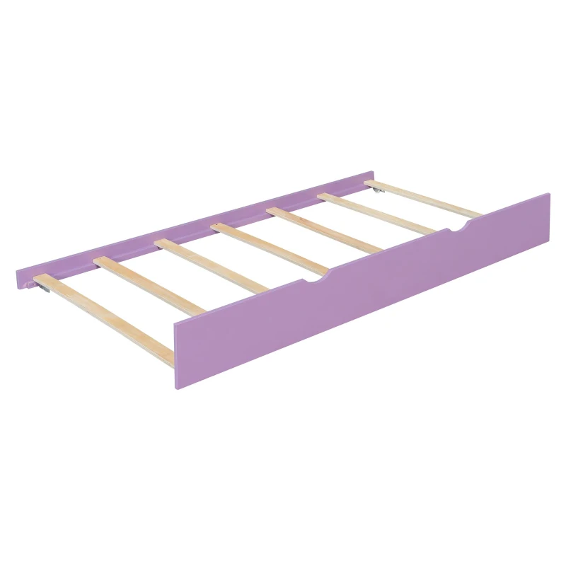 Modern Full-Size Daybed with Twin Trundle and Desk, Sturdy Sofa Bed with USB Port and Cable Management, 92" L x 58" W x 35.5" H, Purple