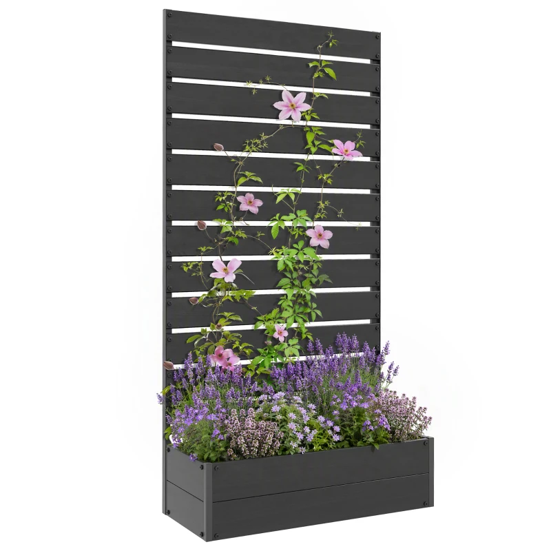 Outsunny Trellis Planter for Climbing Plants, Raised Garden Bed with Trellis, Planter Box for Outdoor Garden, Black