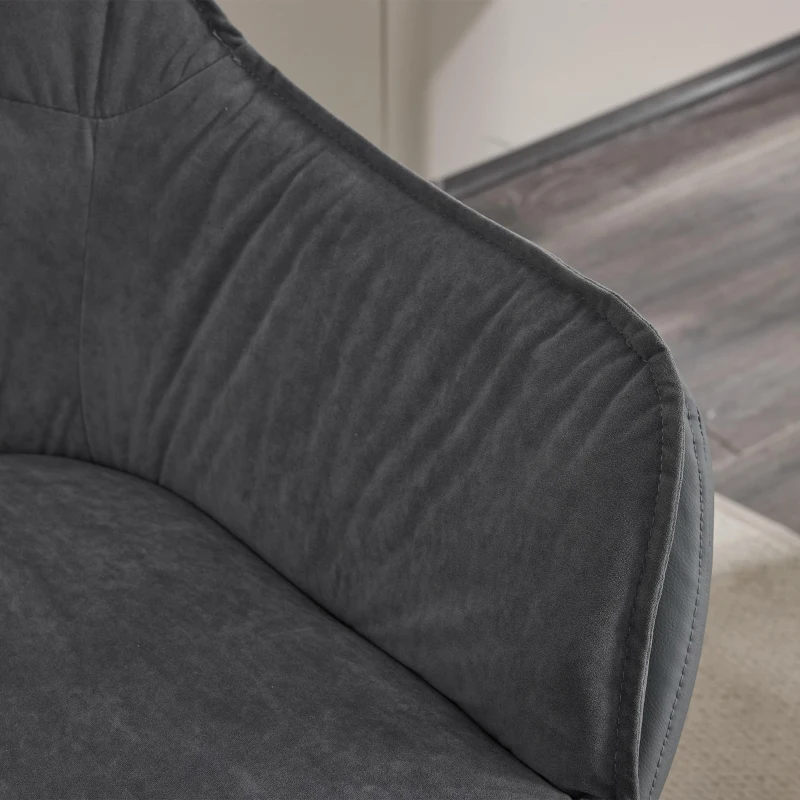 Minimalist Faux Leather Armchair with Ergonomic Seat, Versatile Vanity Chair for Living Room Bedroom Home Office, 28'' L x 28"W x 32" H, Grey