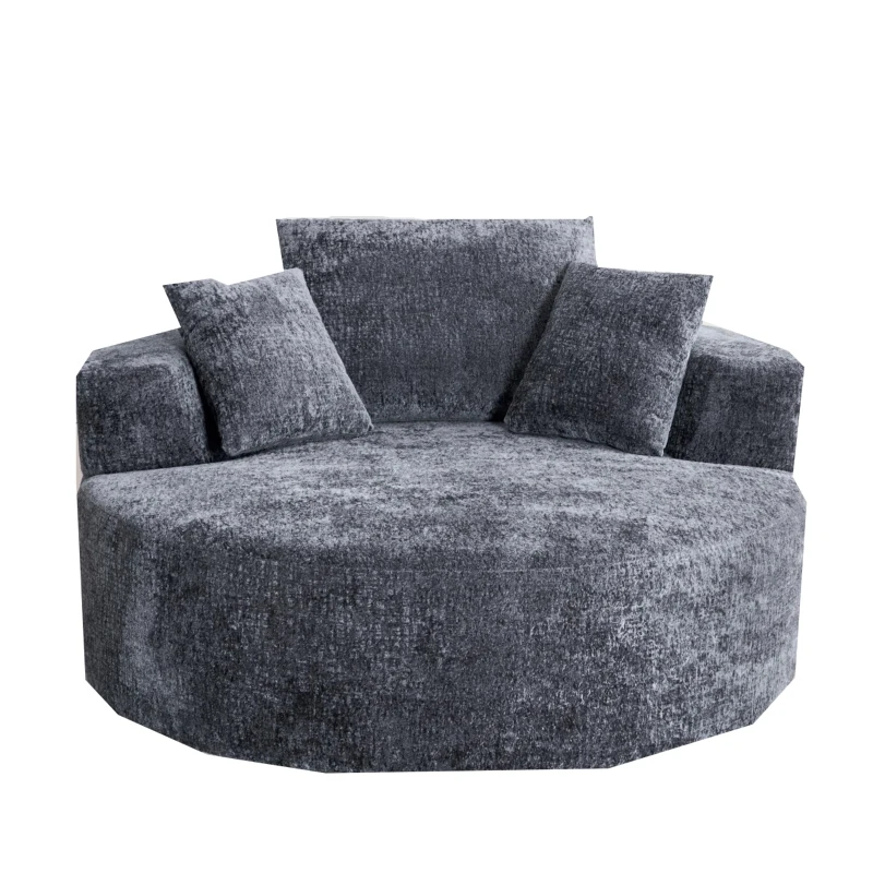 Modern Textured Plush Sleeper Chair with Headrest Pillow, Cloud-Inspired Lounge Sofa with No Assembly, 54.5'' L x 54.5" W x 33" H, Grey