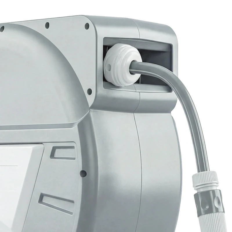 Outsunny Retractable Garden Hose Reel, 1/2" x 66ft Wall Mounted Hose Reel with Auto Retraction, Self-Locking, Grey