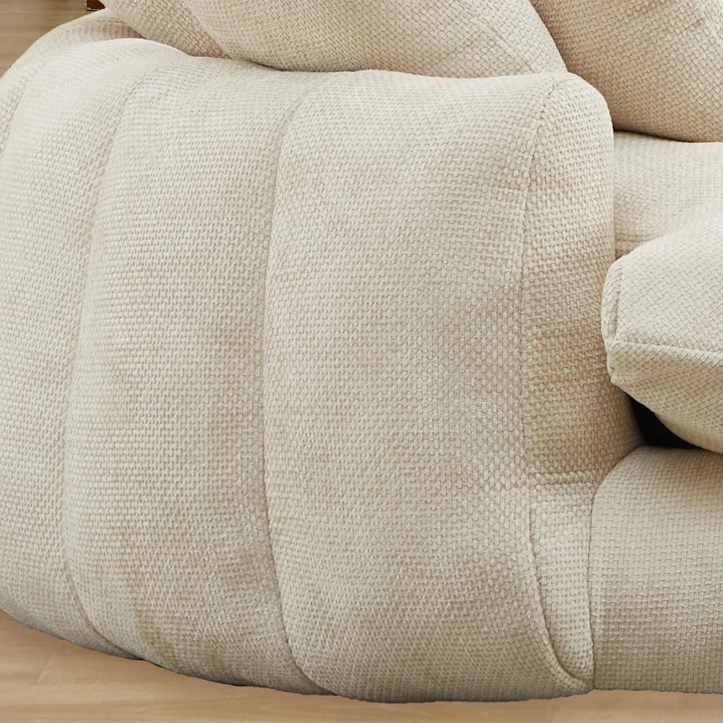 Fluffy Bean Bag Sofa with Chenille Upholstery and 14 Pillows, Lazy Chaise Lounge for Living Room Bedroom, 71.5'' L x 65.5"W x 30.5" H, Beige
