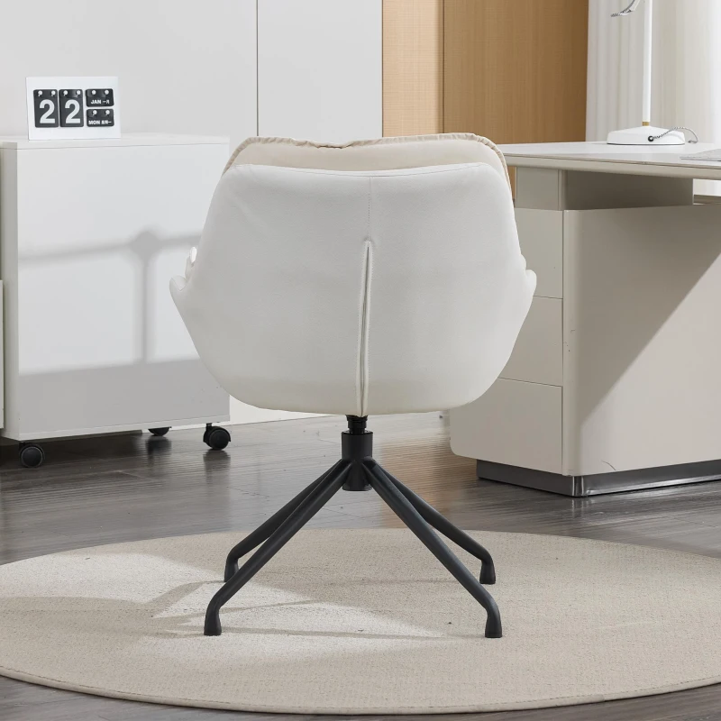 Sophisticated Faux Leather Armchair with Contoured Backrest, Convenient Vanity Chair for Living Room Bedroom, 28'' L x 28"W x 32" H, White