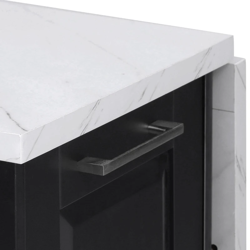 Vintage Rolling Kitchen Island with Drop-Leaf Countertop and Trash Bin, Multifunctional Storage Cart for Kitchen, 50.5" L x 26.5" W x 35.5" H, Black