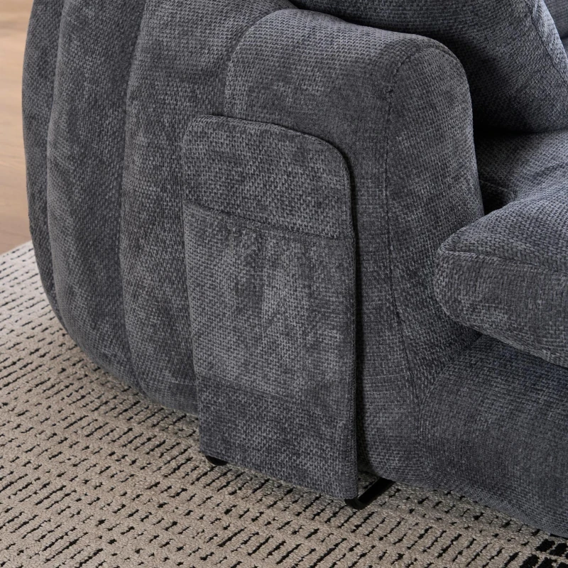 Oversized Chaise Lounge Chair with Deep Seat and Chenille, Soft Reading Sofa with Extra Pillows and No Assembly, 72.5'' L x 57" W x 23" H, Grey