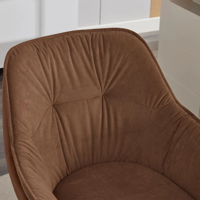 Refined Faux Leather Armchair with Contoured Backrest, Practical Vanity Chair for Living Room Bedroom Home Office, 28'' L x 28"W x 32" H, Brown