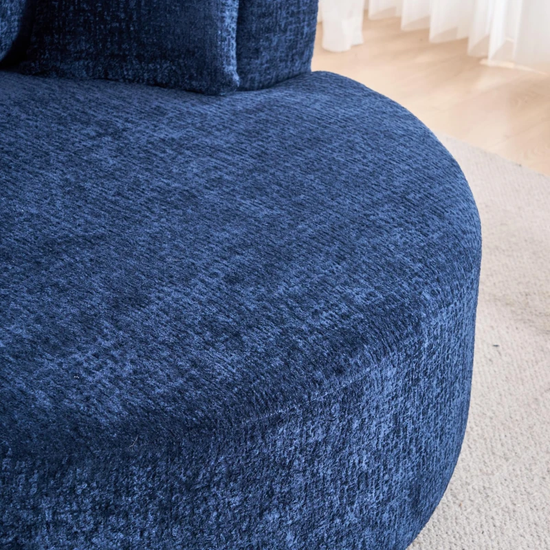 Fluffy Sleeper Chair with Plush Corduroy Fabric and Cylindrical Pillow, Soft Modular Lounge Sofa for Living Room, 54.5" L x 54.5" W x 33" H, Grey