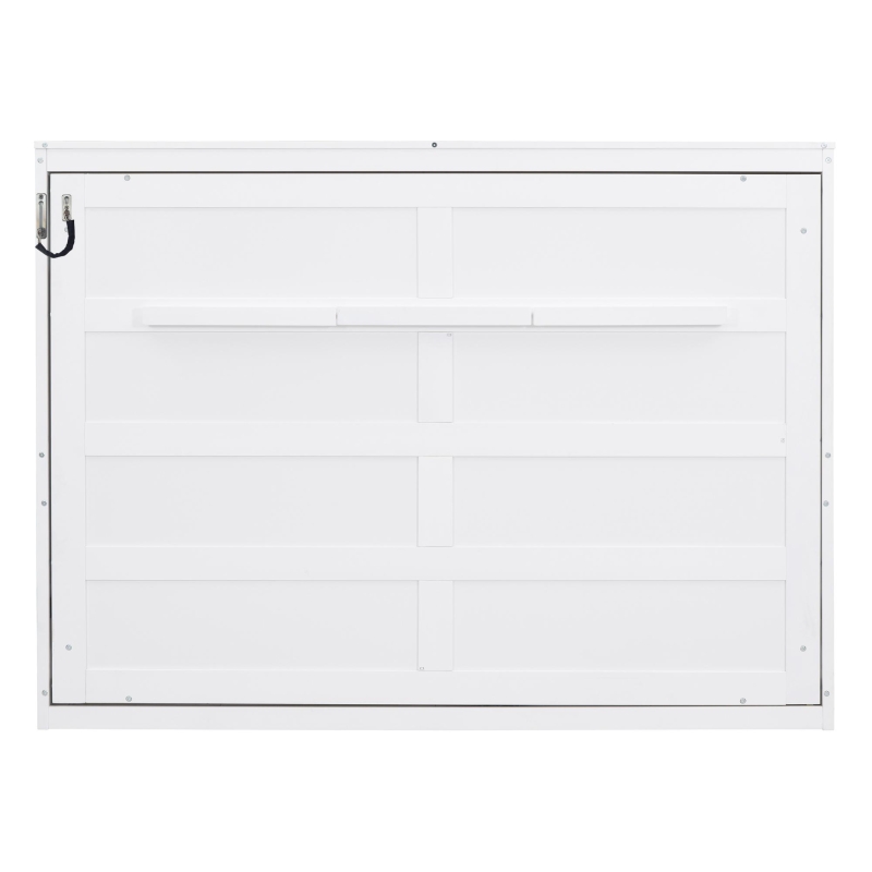 Chic Full-Size Murphy Wall Bed with Dual-Piston Mechanism, Modern Folding Cabinet Bed for Guest Room, 77.5" L x 61.5" W x 62" H, White