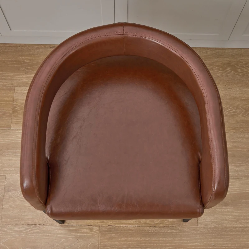 Modern Set of 2 Bar Stools with PU Leather and Curved Backrests, Counter-Height Kitchen Chairs with Metal Legs, 22" L x 21" W x 36" H, Brown