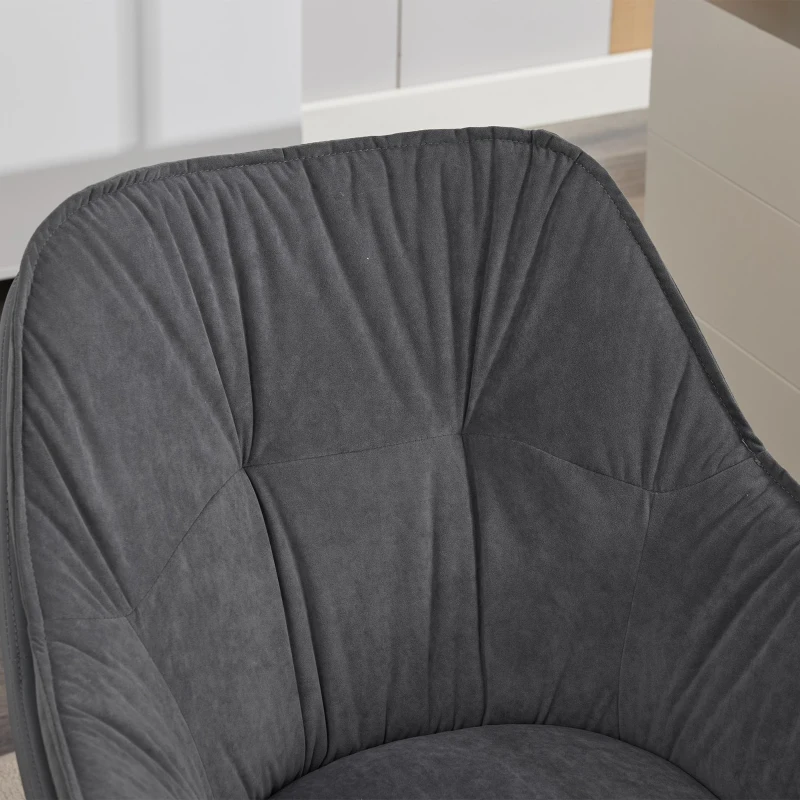 Minimalist Faux Leather Armchair with Ergonomic Seat, Versatile Vanity Chair for Living Room Bedroom Home Office, 28'' L x 28"W x 32" H, Grey