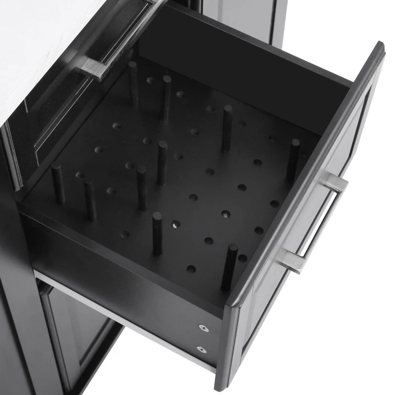 Vintage Rolling Kitchen Island with Drop-Leaf Countertop and Trash Bin, Multifunctional Storage Cart for Kitchen, 50.5" L x 26.5" W x 35.5" H, Black