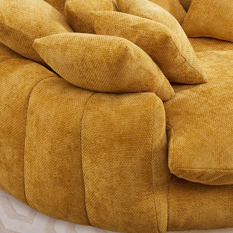 Sunny Bean Bag Sofa with Chenille Upholstery and 14 Pillows, Comfy Chaise Lounge for Living Room Bedroom, 71.5'' L x 65.5"W x 30.5" H, Yellow