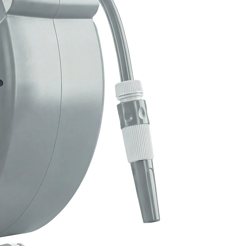 Outsunny Retractable Garden Hose Reel, 1/2" x 66ft Wall Mounted Hose Reel with Auto Retraction, Self-Locking, Grey