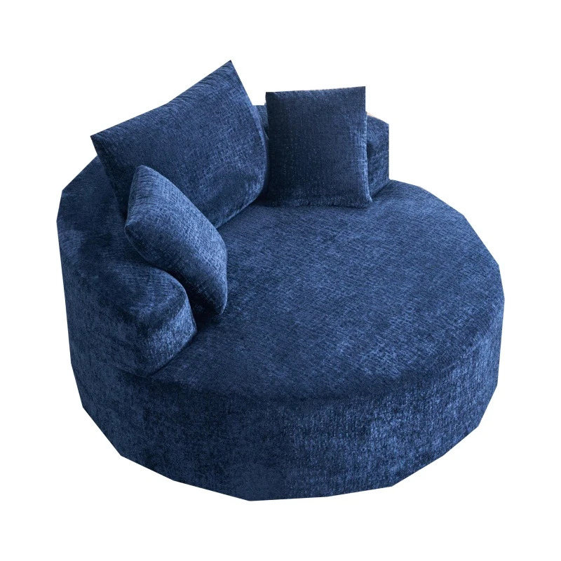 Fluffy Sleeper Chair with Plush Corduroy Fabric and Cylindrical Pillow, Soft Modular Lounge Sofa for Living Room, 54.5" L x 54.5" W x 33" H, Grey