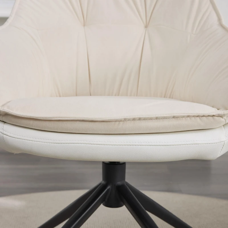 Sophisticated Faux Leather Armchair with Contoured Backrest, Convenient Vanity Chair for Living Room Bedroom, 28'' L x 28"W x 32" H, White