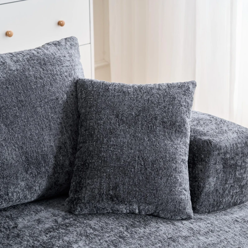 Modern Textured Plush Sleeper Chair with Headrest Pillow, Cloud-Inspired Lounge Sofa with No Assembly, 54.5'' L x 54.5" W x 33" H, Grey