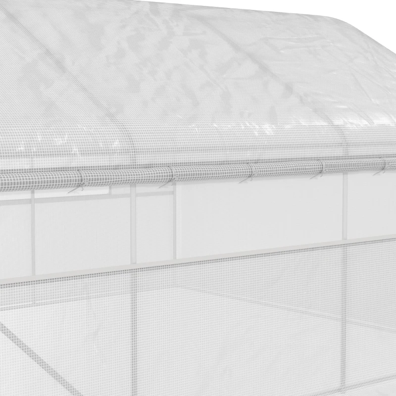 Outsunny Walk-in Tunnel Greenhouse with Galvanized Steel Frame and Windows, Garden Planting Warm House, 13' x 10' x 6.5' , White