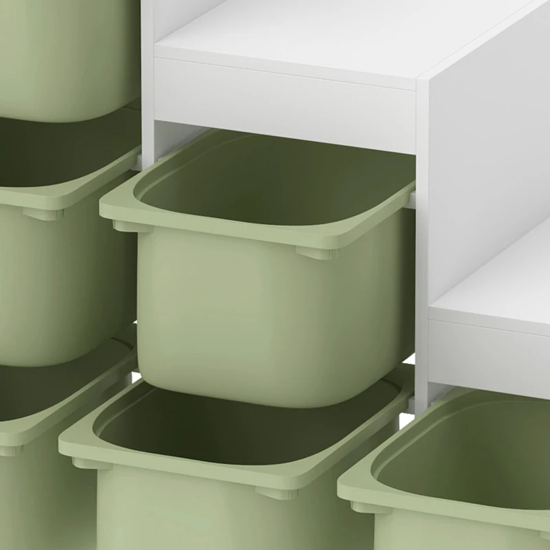 Qaba 3 Layers Toy Storage Organizer Kids Bookshelf Children Toy Storage w/ 6 Plastic Bins, Green