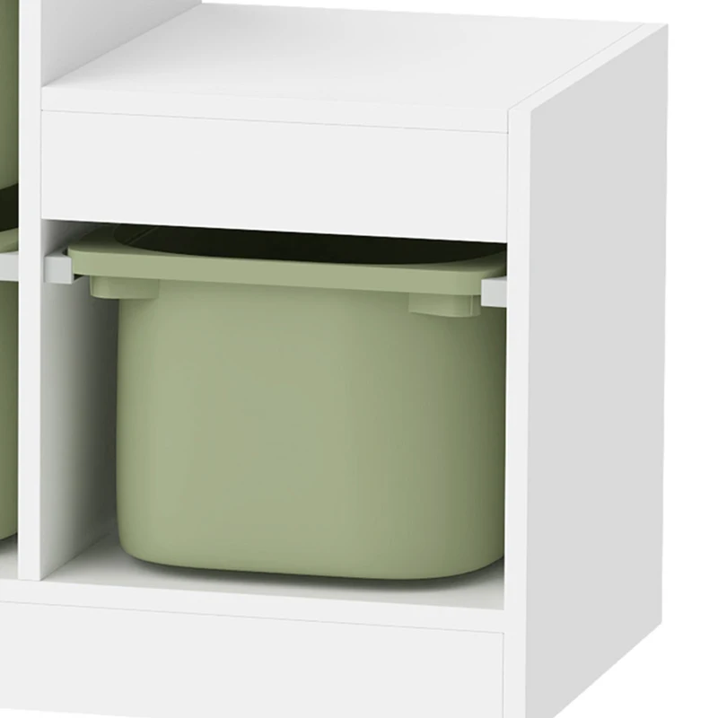 Qaba 3 Layers Toy Storage Organizer Kids Bookshelf Children Toy Storage w/ 6 Plastic Bins, Green
