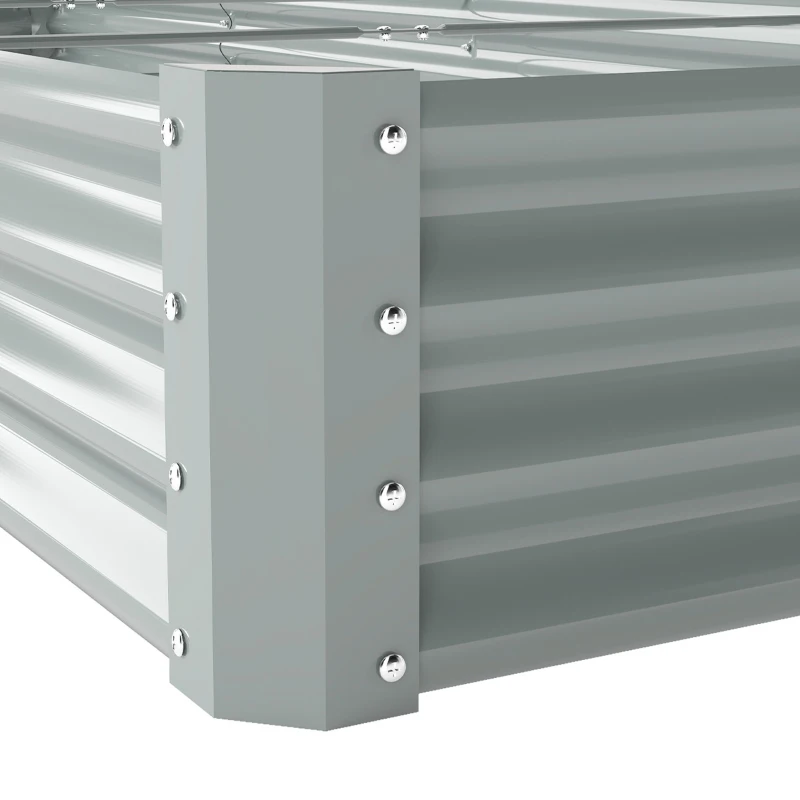 Outsunny 8 x 4 x 1ft Galvanized Raised Garden Bed, Reinforced Outdoor Planter Box with Open Bottom, Silver