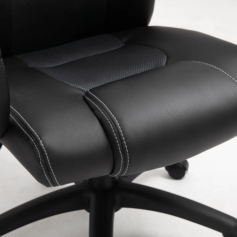 HOMCOM Racing Gaming Chair Office Chair Computer Desk Gamer Chair with Swivel Wheels, Padded Headrest, Tilt Function, Grey