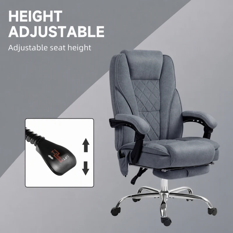 Vinsetto Massage Office Chair, Reclining Computer Chair with Adjustable Height and Footrest, Dark Grey