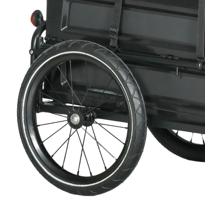 Aosom Steel Trailer for Bike, Bicycle Cargo Trailer with Foldable Storage Box and Safe Reflectors, Max Load 88LBS, Black