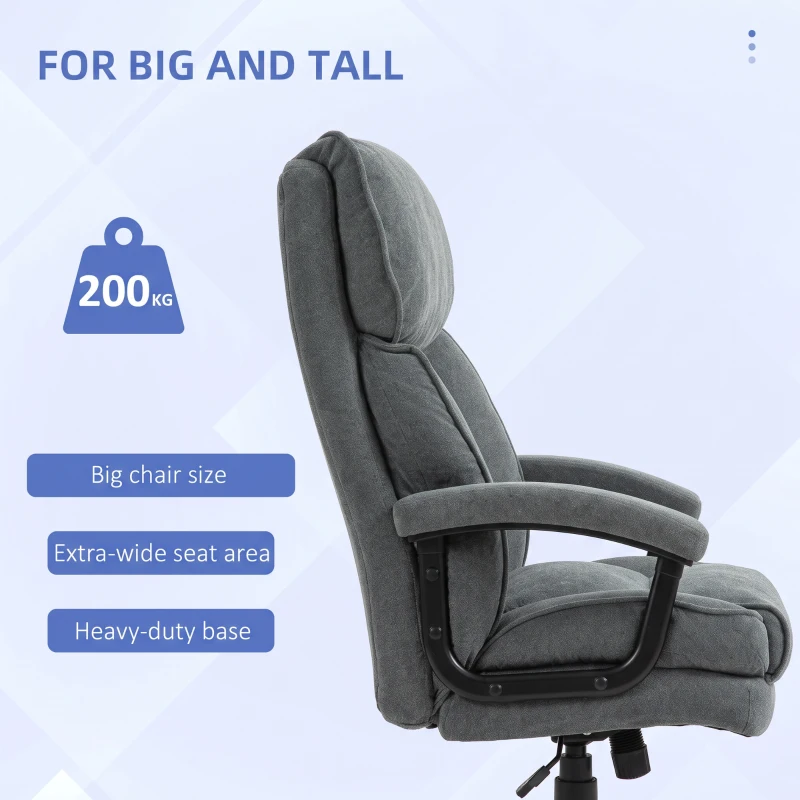 HOMCOM Big and Tall Executive Office Chair, Up to 450 lbs. Heavy Duty Desk Chair, Computer Chair for Heavy People, Grey