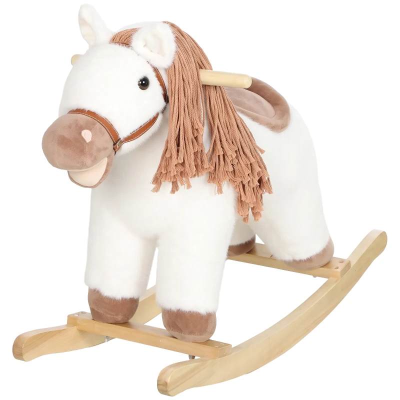 Qaba Baby Rocking Horse for Boys and Girls, Kids Rocking Horse with Realistic Sounds and Anti-Tip limiters