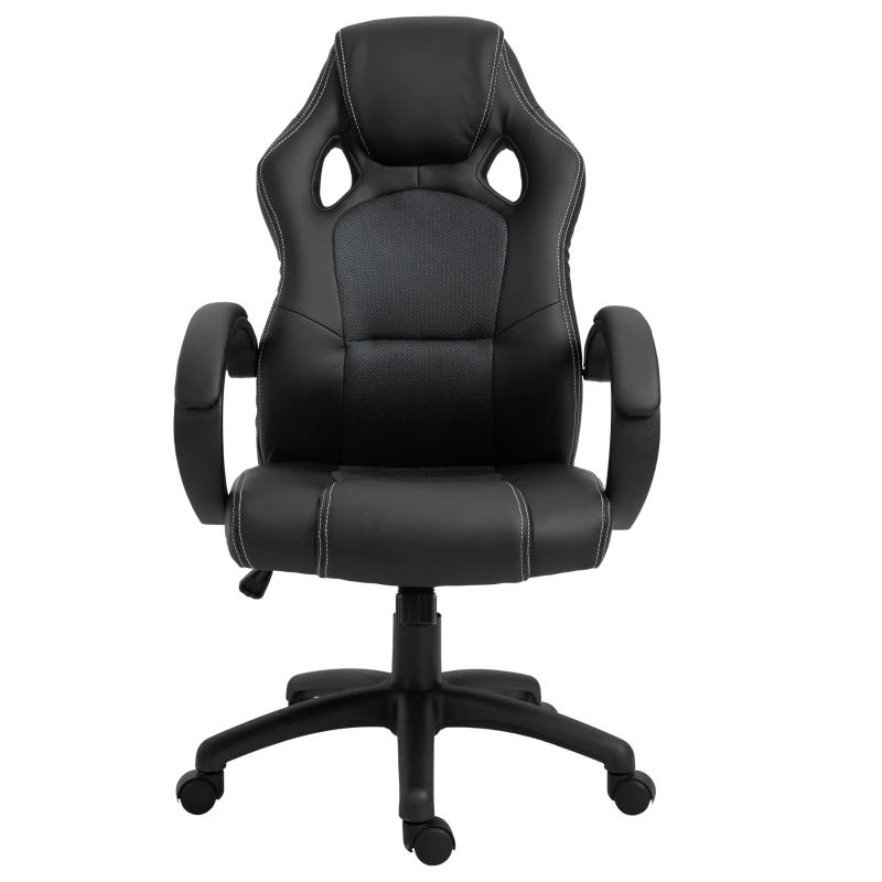HOMCOM Racing Gaming Chair Office Chair Computer Desk Gamer Chair with Swivel Wheels, Padded Headrest, Tilt Function, Grey