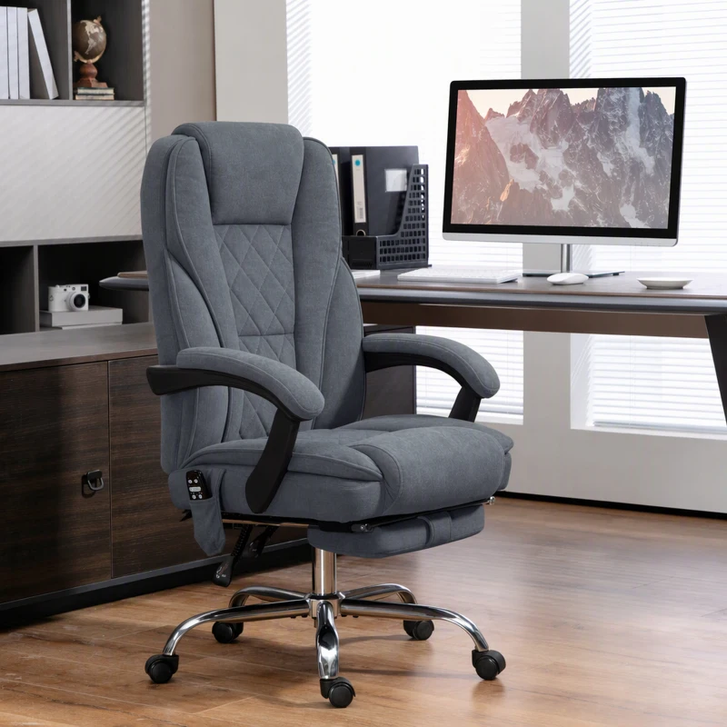Vinsetto Massage Office Chair, Reclining Computer Chair with Adjustable Height and Footrest, Dark Grey