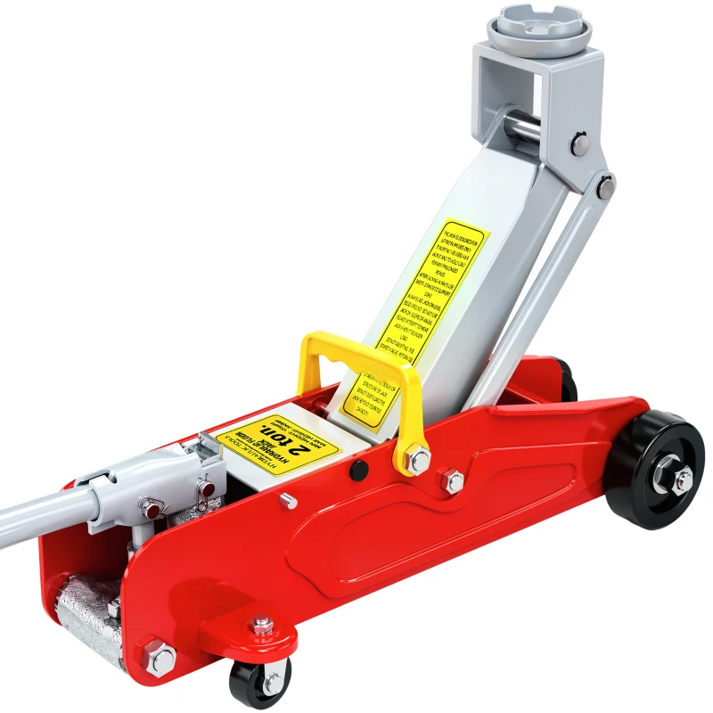HOMCOM 2 Ton Low Profile Hydraulic Floor Jack, Heavy Duty Steel Racing Car Jack, 4.7"-11.8" Lift Range, Red