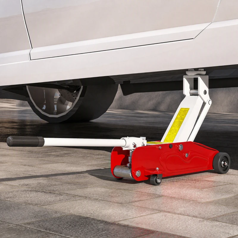 HOMCOM 2 Ton Low Profile Hydraulic Floor Jack, Heavy Duty Steel Racing Car Jack, 4.7"-11.8" Lift Range, Red