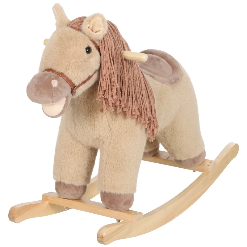 Qaba Baby Rocking Horse for Boys and Girls, Kids Rocking Horse with Realistic Sounds and Anti-Tip limiters