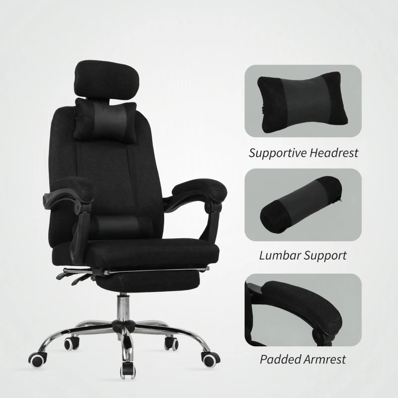 Vinsetto Ergonomic Executive High Back Office Chair with Footrest, Lumbar Support, Black