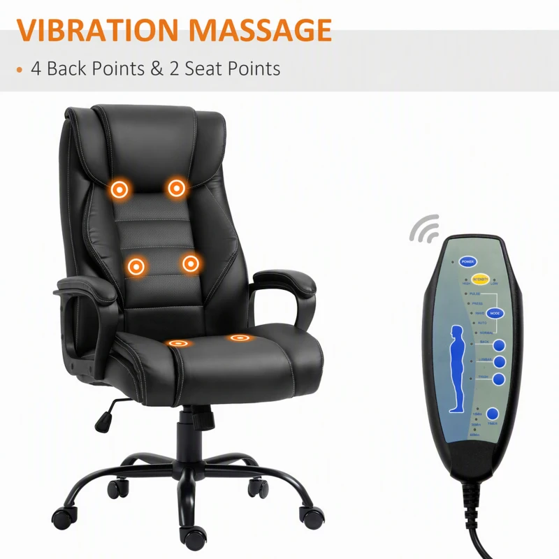 Vinsetto Massage Office Chair, High Back Executive Office Chair with 6-Point Vibration, Timer, Adjustable Height, Black