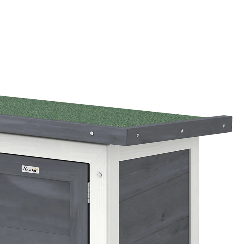 PawHut Wooden Rabbit Hutch, Guinea Pig Hutch with Asphalt Roof, Outdoor Elevated Bunny House for Rabbits, Chinchillas