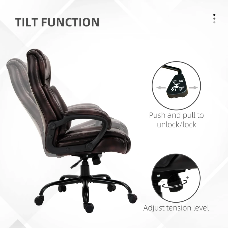 Vinsetto PU Leather Executive Office Chair with High Back, Adjustable Height and Swivel Wheels, 400LBS Capacity, Brown
