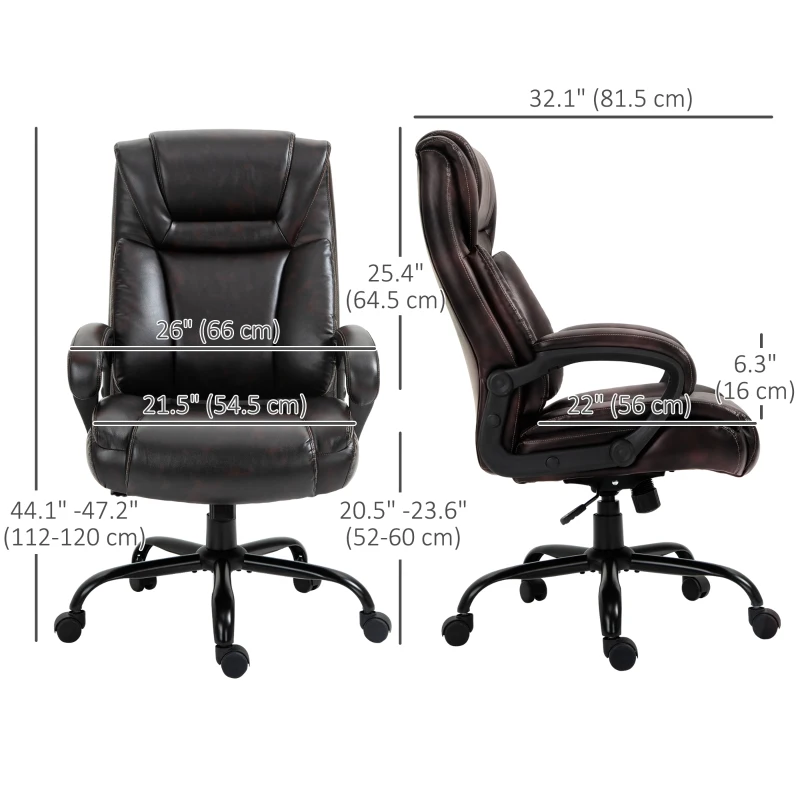 Vinsetto PU Leather Executive Office Chair with High Back, Adjustable Height and Swivel Wheels, 400LBS Capacity, Brown