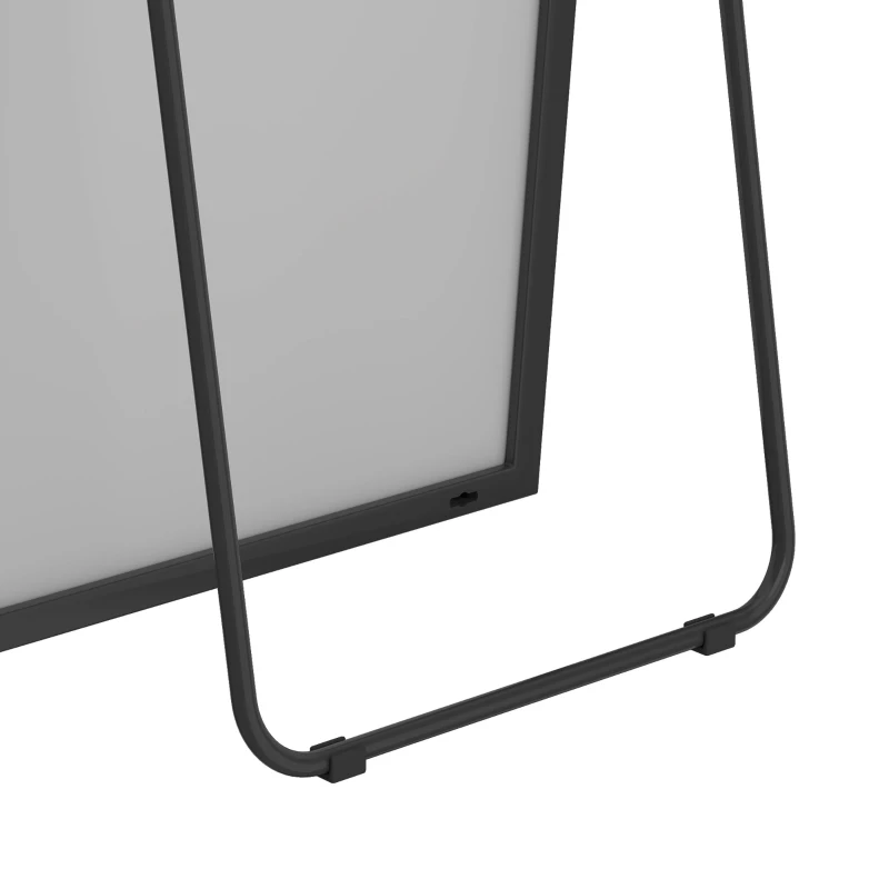 HOMCOM 64"x20" Full Length Mirror, Tempered Glass Floor Mirror with Stand, Standing, Hanging or Leaning Against Wall, Black