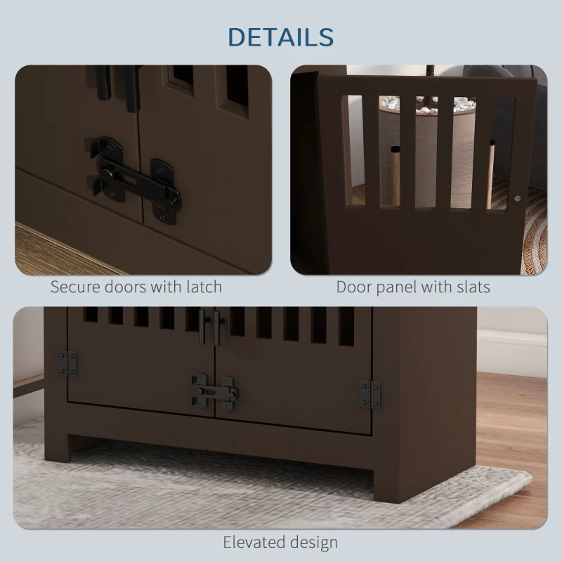 PawHut Dog Food Storage Cabinet with Bowls & Dog Feeding Station, Espresso