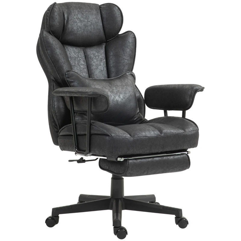 HOMCOM Big and Tall Office Chair with Foot Rest, 400LBS High Back Desk Chair with Padded Armrests, Lumbar Support, Black