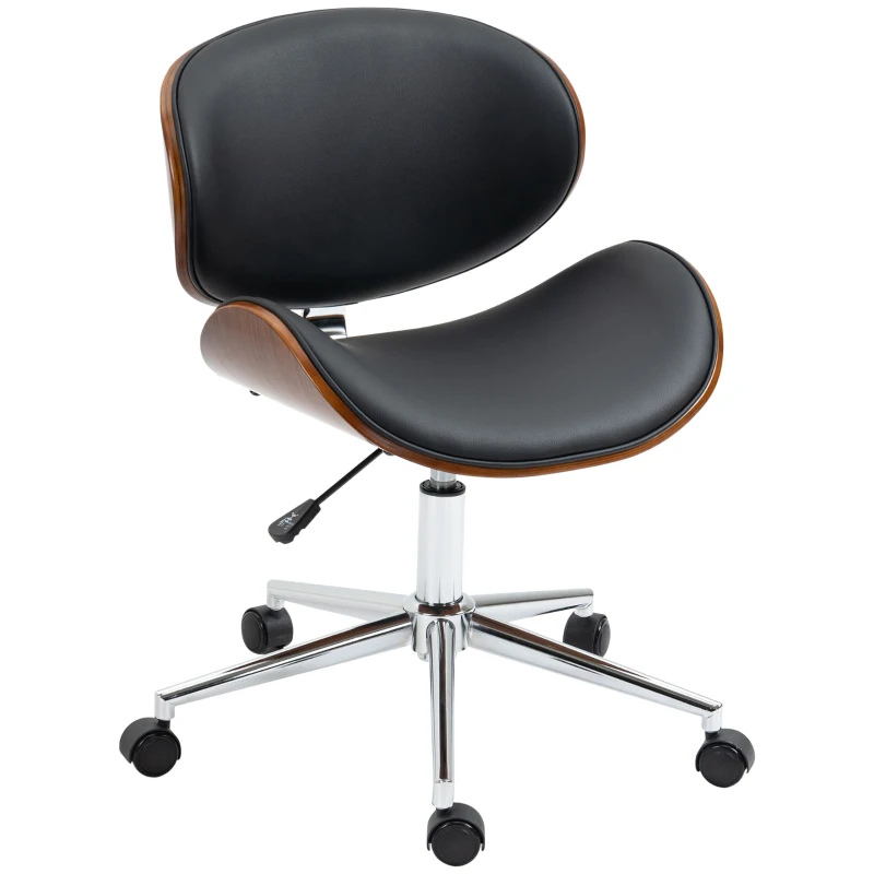 Vinsetto Chair, Faux Leather and Bentwood Computer Desk Chair with 360 Degree Swivel Wheels, Black