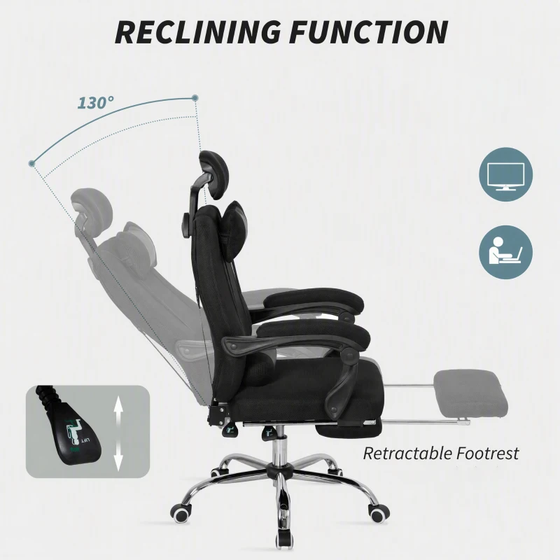 Vinsetto Ergonomic Executive High Back Office Chair with Footrest, Lumbar Support, Black