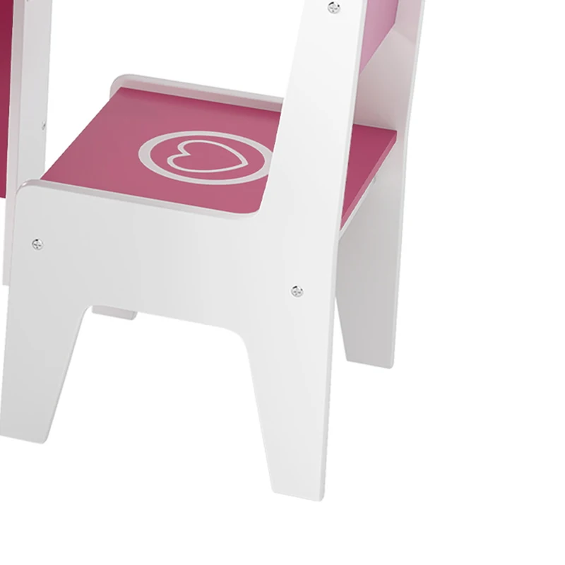 Qaba 3 Pieces Kids Table and Chair Set with Bookshelves, for Classroom, Home, Nursery, Playroom, for Read, Draw, Art, Pink
